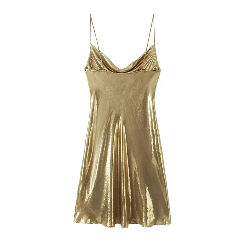 Vestido mine Radiante Eclipse en Dorado – Marbella