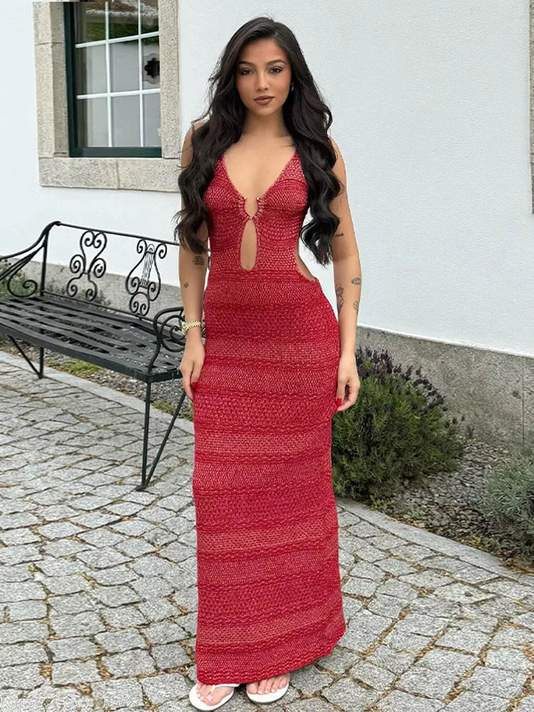 Vestido Dorado Jardín en Rojo – Marbella
