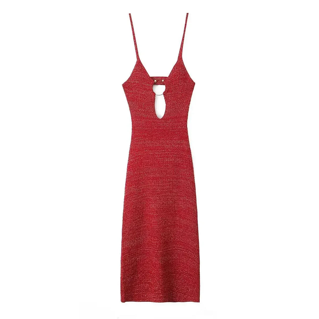 Vestido Dorado Jardín en Rojo – Marbella