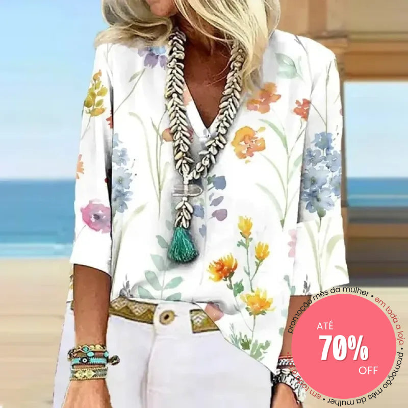 Blusa Estelar Jardín en Azul – Marbella