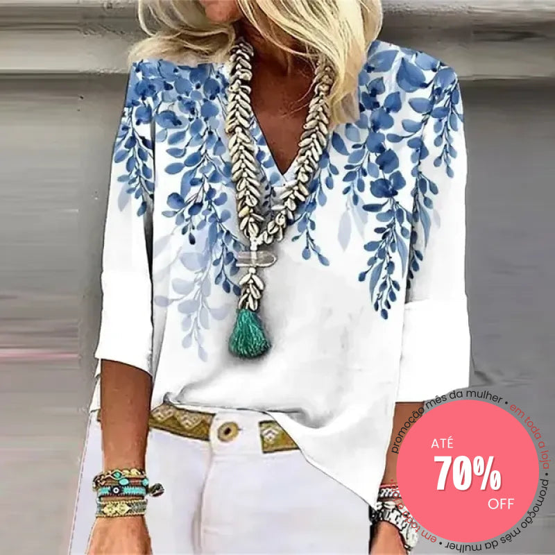 Blusa Estelar Jardín en Azul – Marbella