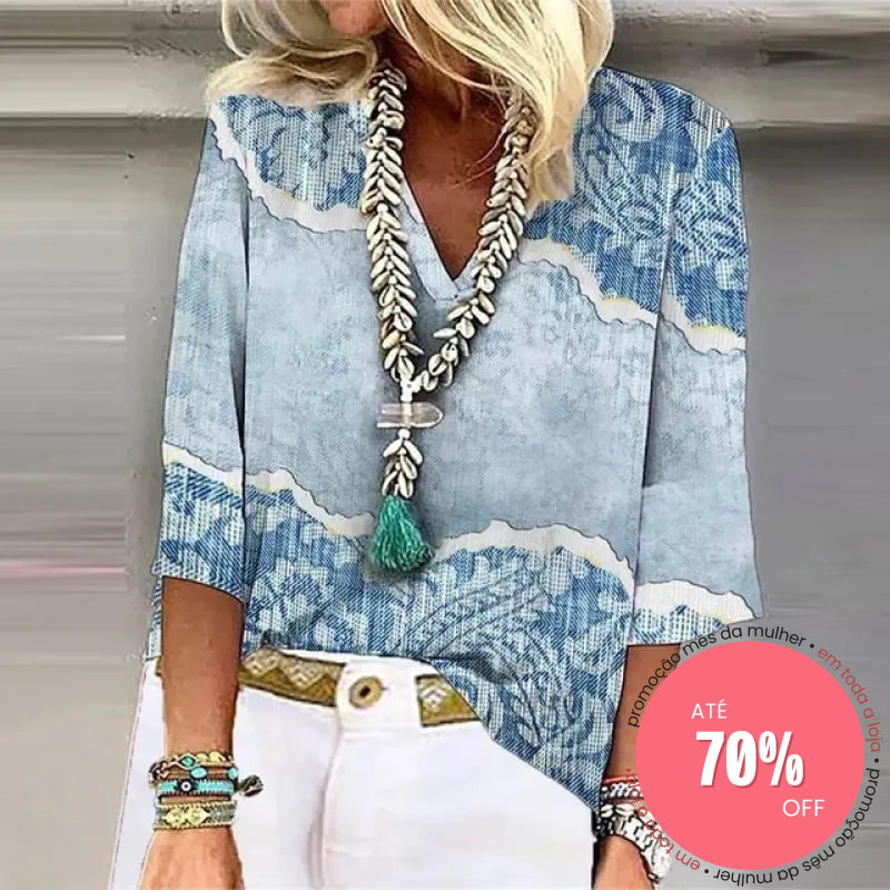 Blusa Estelar Jardín en Azul – Marbella