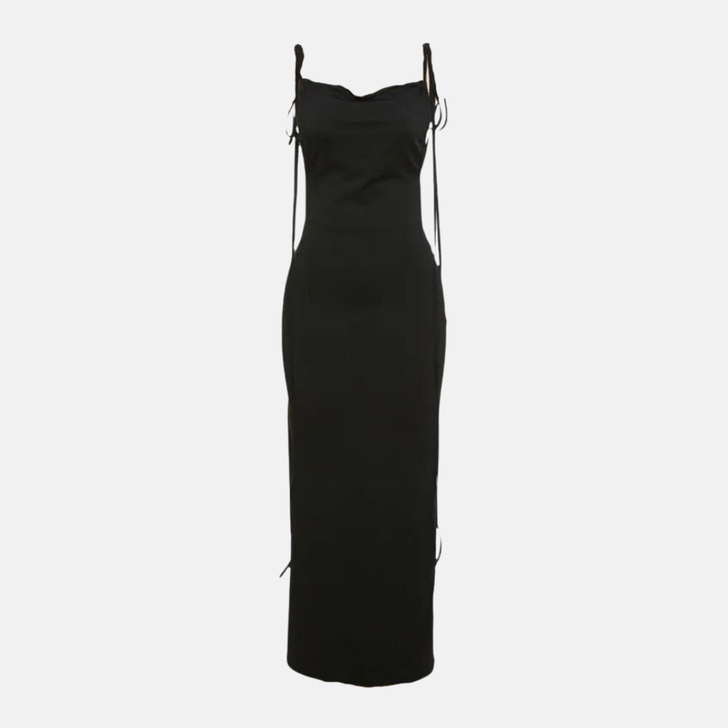 Vestido Luminoso Jardín en Negro – Marbella