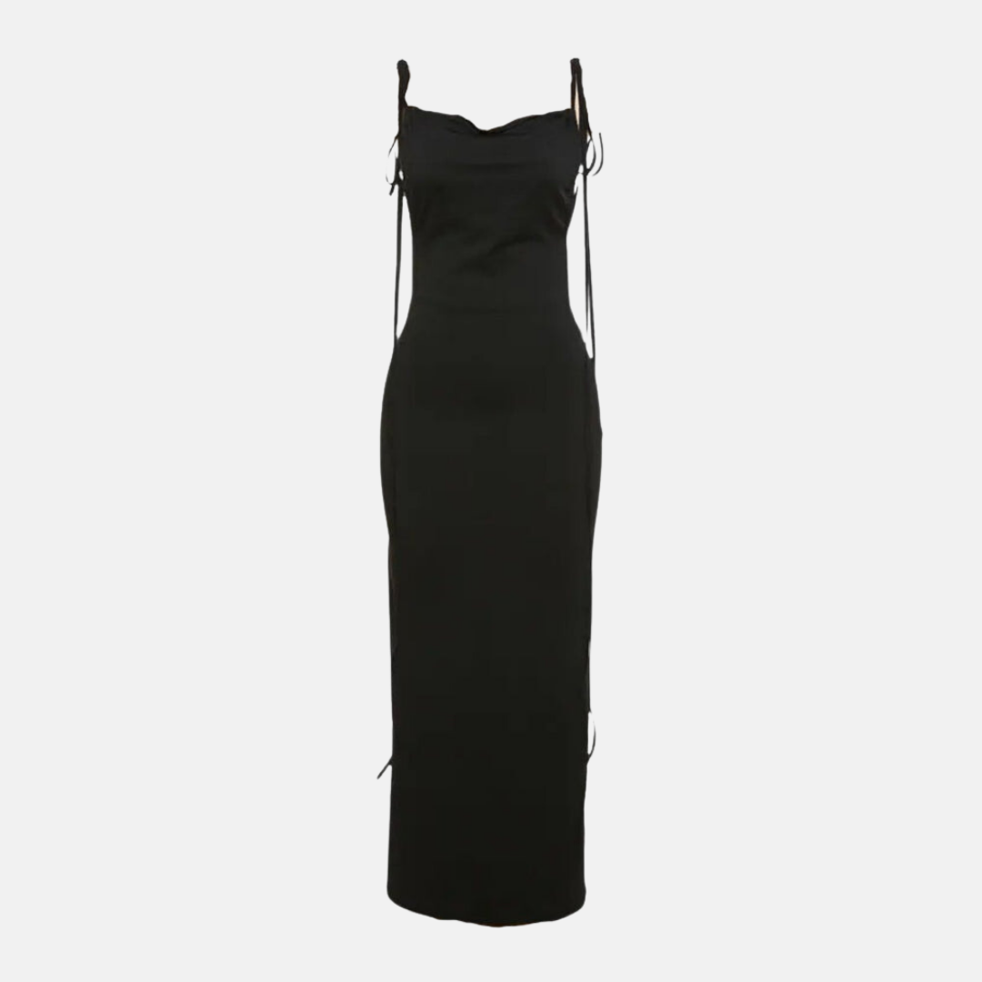 Vestido Luminoso Jardín en Negro – Marbella