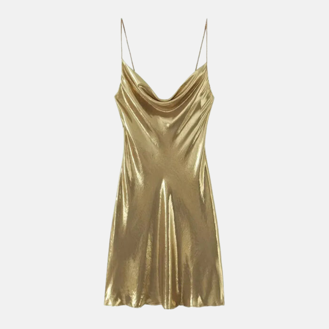 Vestido mine Radiante Eclipse en Dorado – Marbella